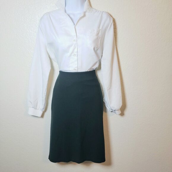Dark Green Pencil Philosophy Skirt - Picture 1 of 3
